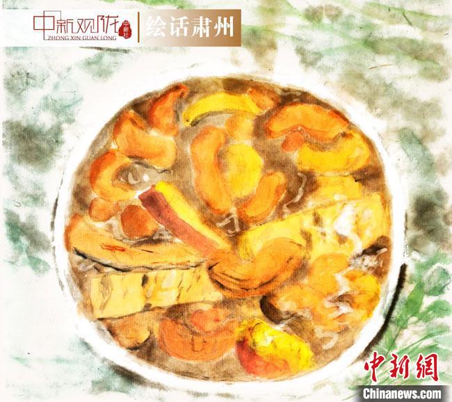 图为酒泉美食“糊锅”绘画作品。　杜兴彦 摄